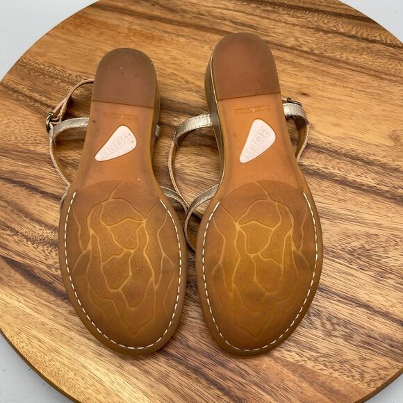 Born Sandals Womens 8 M Gold Leather Strappy Slingback Comfort Casual Wedge - Picture 7 of 8